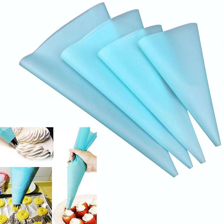 4 in 1 Silicone Icing Piping Cream Pastry Bag Nozzle DIY Cake Decorating Tools Set(EVA Bag Blue 4...
