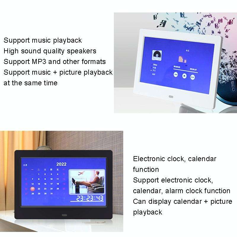 DPF-706 7 inch Digital Photo Frame LED Wall Mounted Advertising Machine, Plug:US Plug(Black)