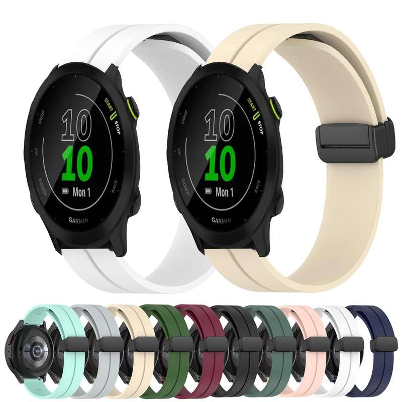 For Garmin Forerunner 55 20mm Solid Color Magnetic Clasp Silicone Watch Band(White)