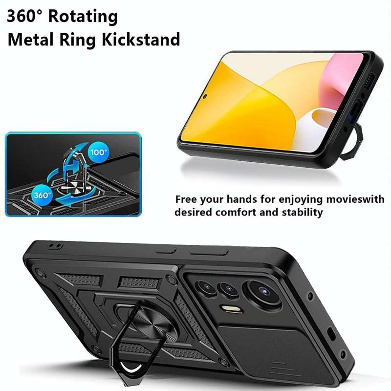 For Xiaomi 12 Lite Sliding Camera Design TPU + PC Phone Case(Black)