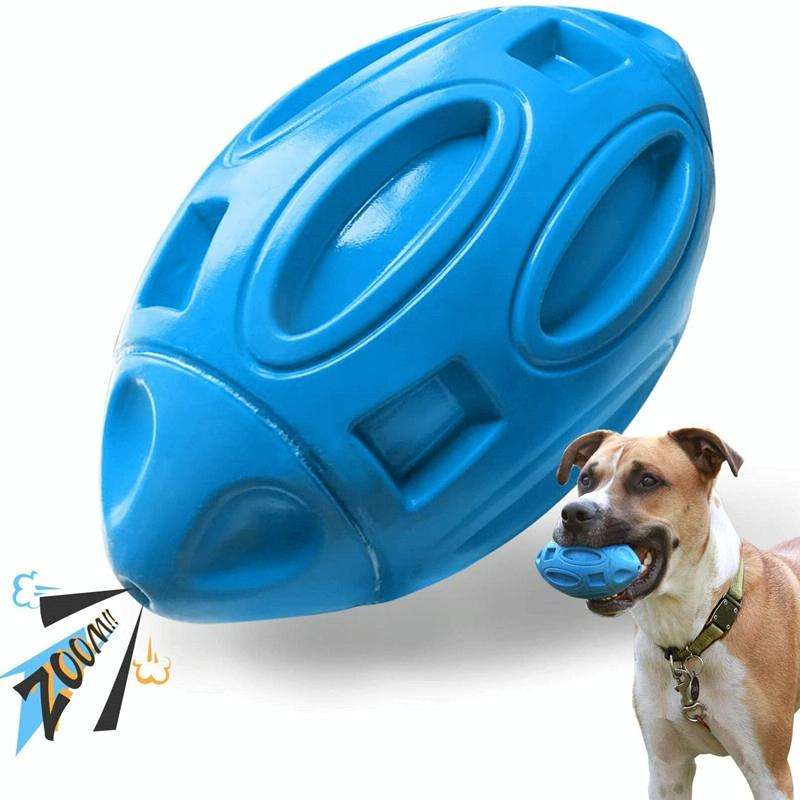 Pet Toy Rugby Rubber Wear-Resistant Bite Ball Toy(Sky Blue)