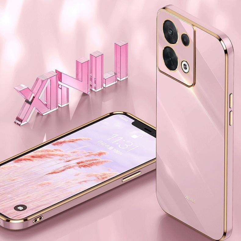 For OPPO Reno8 Pro XINLI Straight 6D Plating Gold Edge TPU Phone Case(Black)