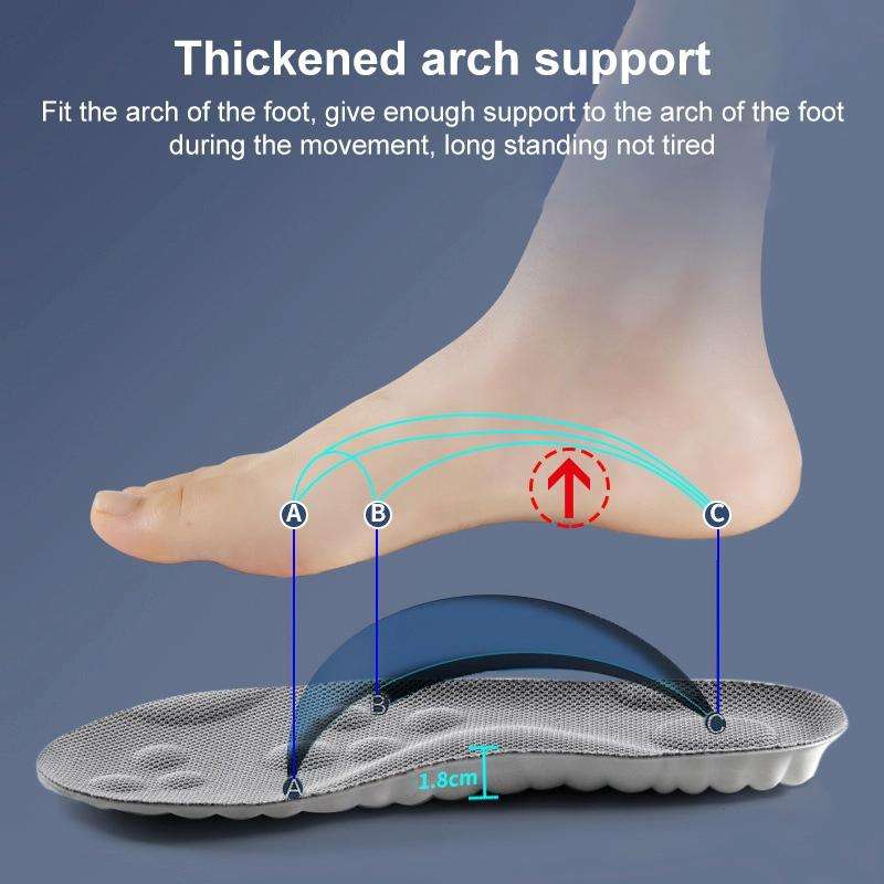 4D Latex High Elastic Shock-absorbing Antibacterial and Deodorant Insole, Random Color Delivery(3...