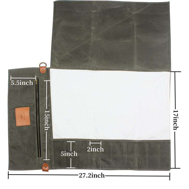 WESSLECO Canvas Roll Chef Knife Storage Bag(Army Green)