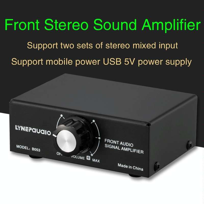 B053 Front Stereo Sound Amplifier Headphone Speaker Amplifier Booster with Volume Adjustment, 2-W...