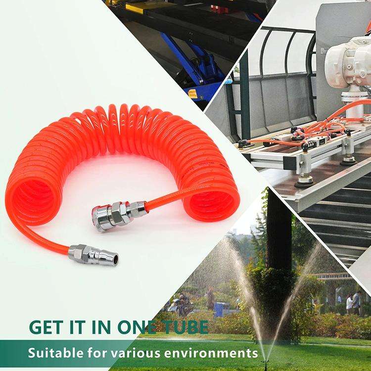 LAIZE Compressor Air Flexible PU Spring Tube with Connector, Specification:10x6.5mm, 15m