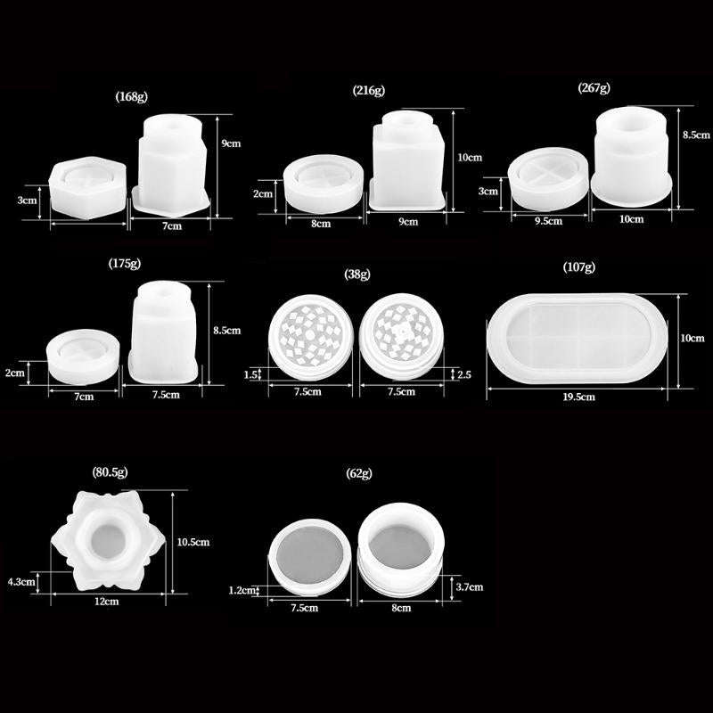 DIY Crystal Epoxy Silicone Mold Combination Set, Shape: Width+High Square Bottle