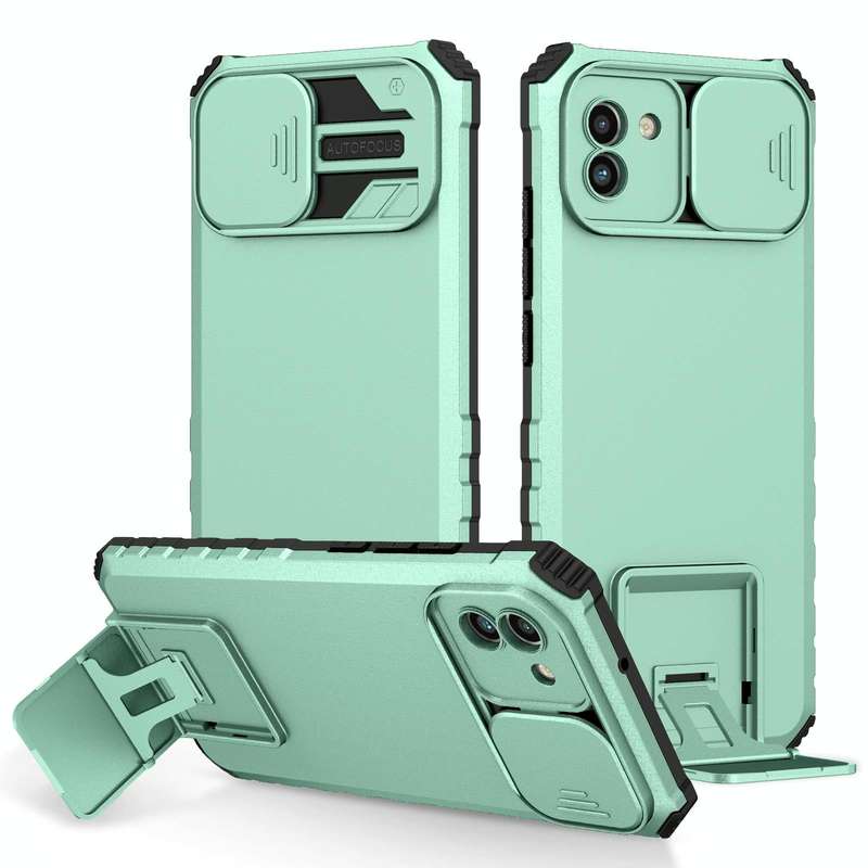 For Samsung Galaxy A03 166mm Stereoscopic Holder Sliding Camshield Phone Case(Light Blue)