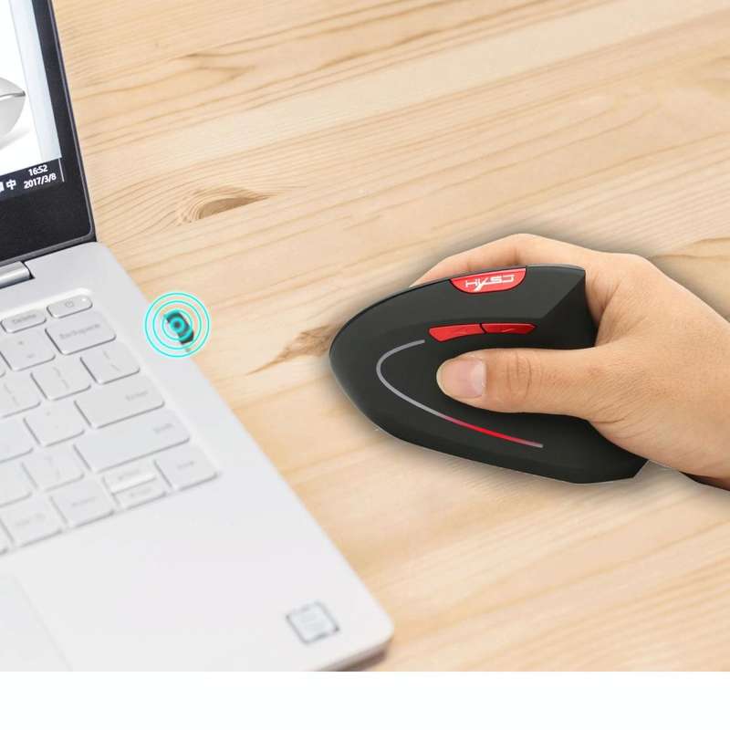 HXSJ T24 6 Buttons 2400 DPI 2.4G Wireless Vertical Ergonomic Mouse with USB Receiver(Grey)