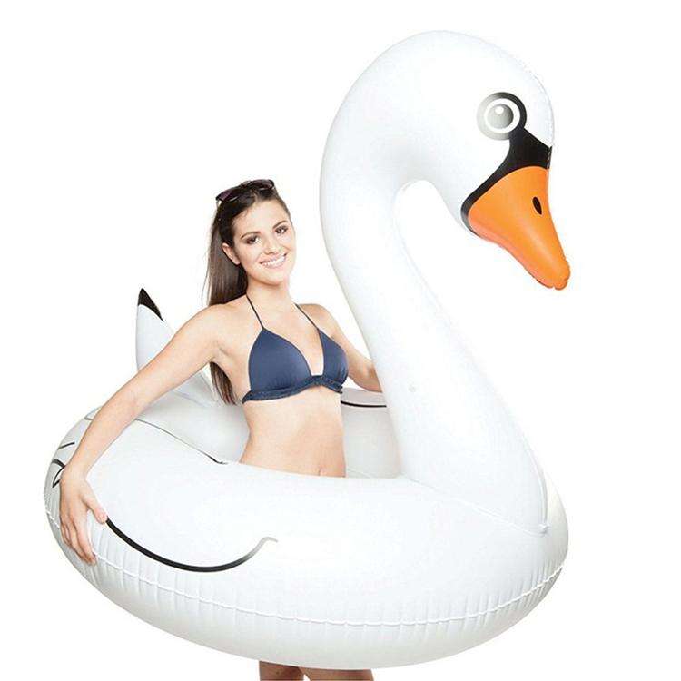 Swan Shaped Inflatable Floating Swimming Safety Pool Ring, Inflated Size: 110cm (White)