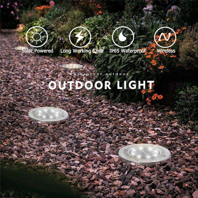 2 PCS 12 LEDs Solar Powered Buried Light Under Ground Lamp IP65 Waterproof Outdoor Garden Street ...