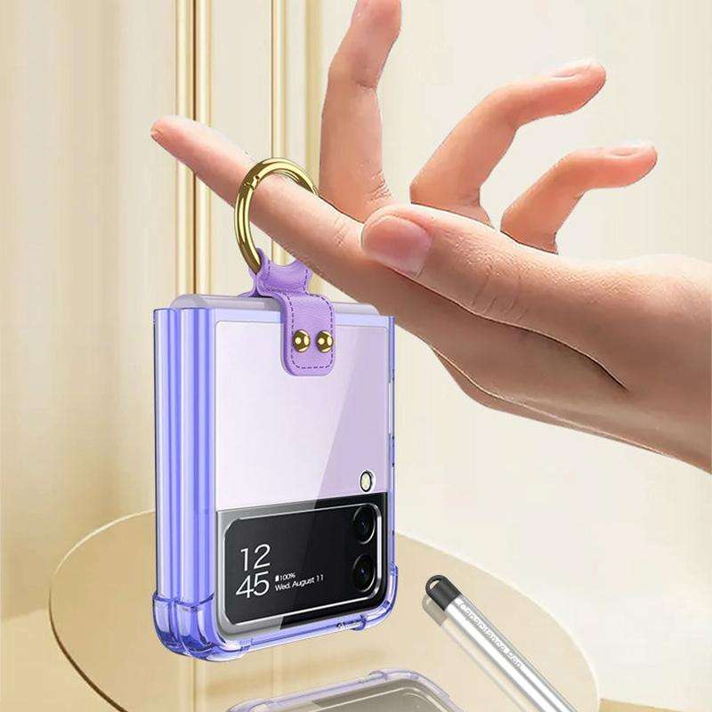 For Samsung Galaxy Z Flip3 5G GKK Shockproof Airbag Phone Case with Ring Holder & Stylus Pen(Tran...