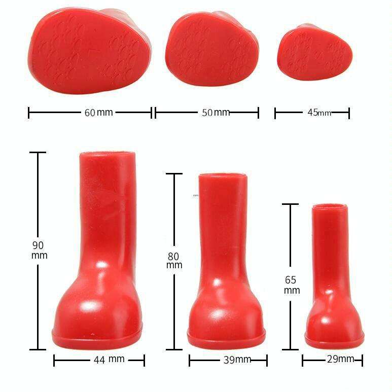 4 PCS/Set Pet Rain Boots Waterproof Non-slip Dog Shoes, Size:M(Red)
