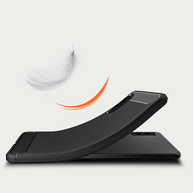 For Galaxy A7 (2018) / A750 Brushed Carbon Fiber Texture TPU Shockproof Anti-slip Soft Protective...