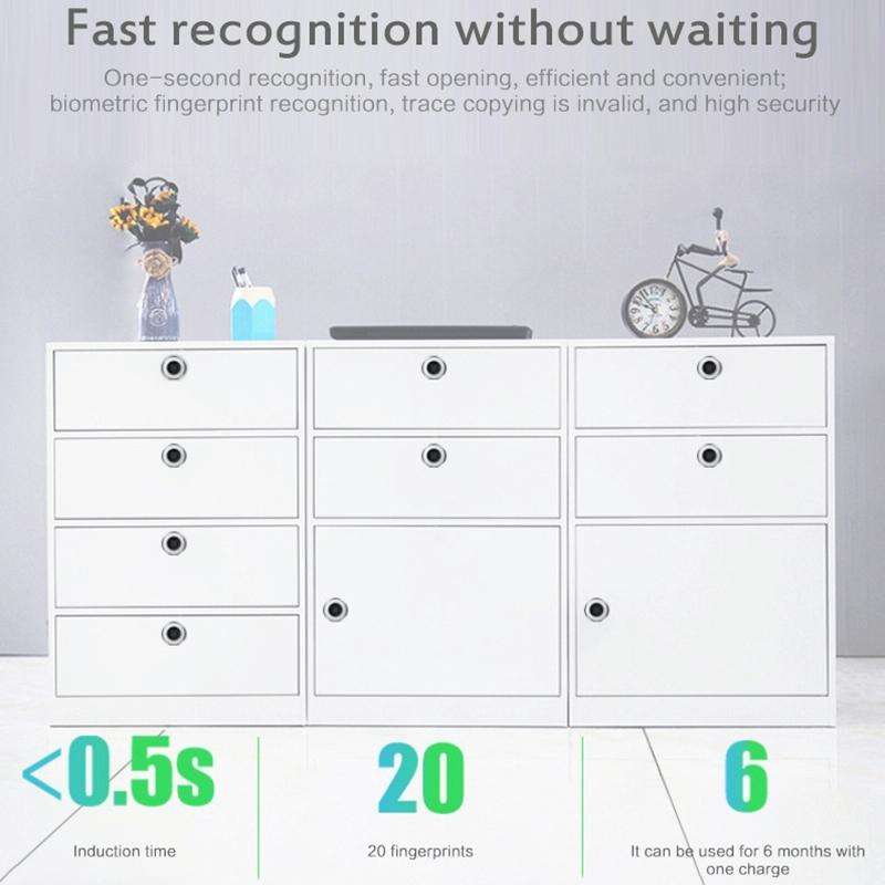 T23F Micro USB Charging Zinc Alloy Smart Triple Linkage Open Fingerprint Drawer Lock File Cabinet...