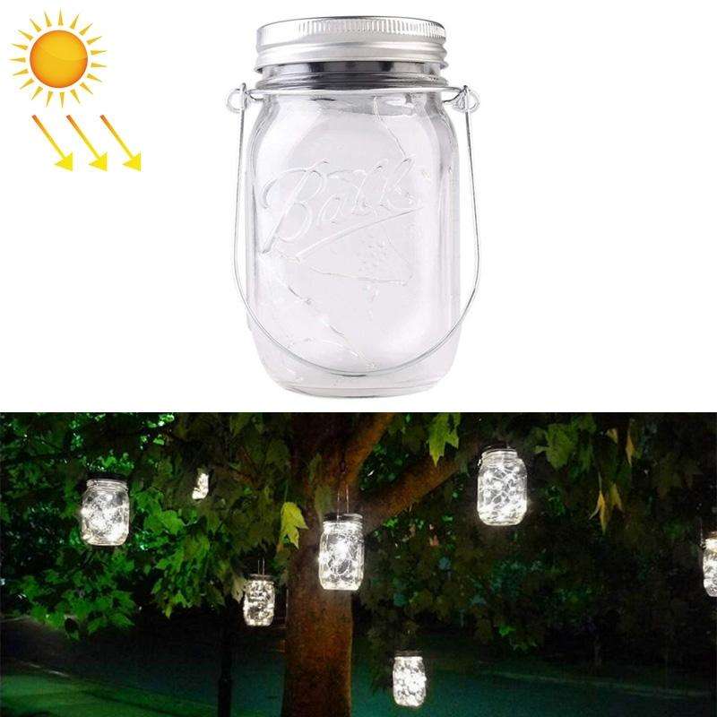 20 LEDs Solar Energy Mason Bottle Cap Pendent Lamp Outdoor Decoration Garden Light, Not Include B...