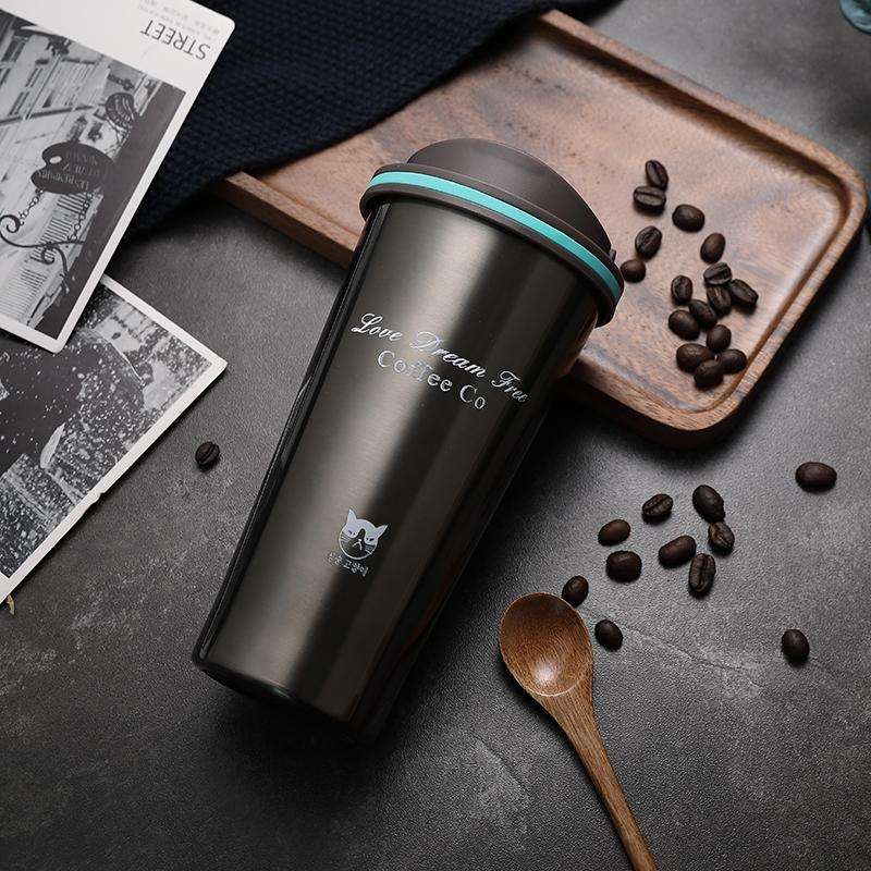 500ML Portable Stainless Steel Creative Gift Coffee Cup Office Vacuum Thermos Mug(Navy Blue)