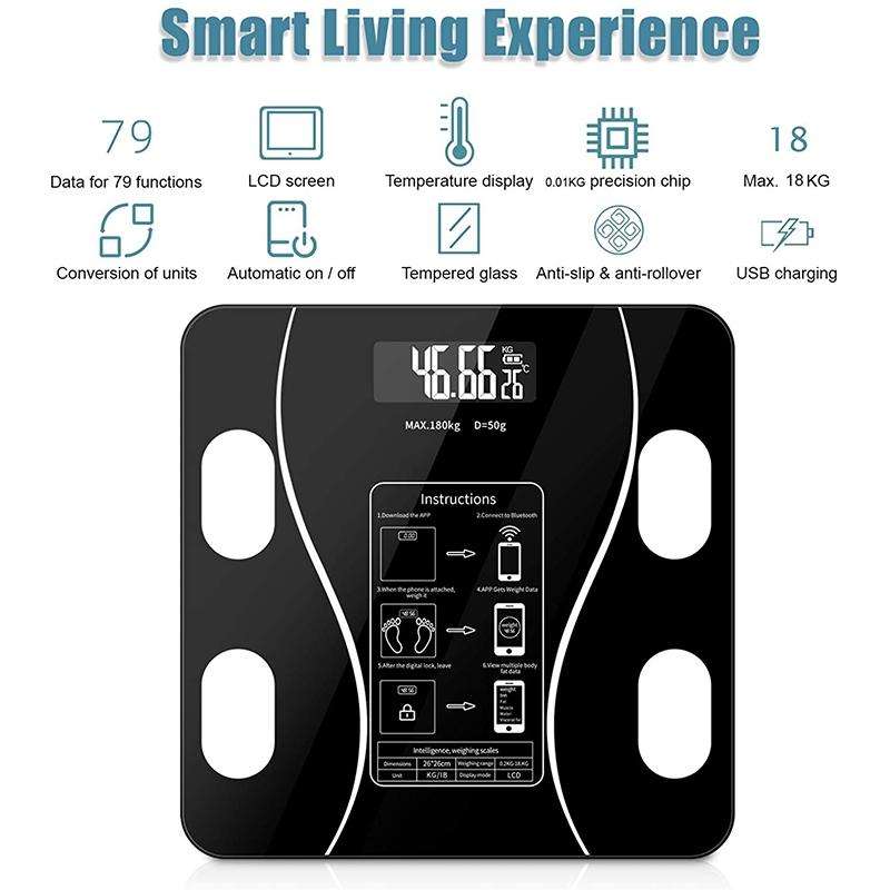 Smart Bluetooth Weight Scale Home Body Fat Measurement Health Scale Solar + Charge Model(Curve Bl...