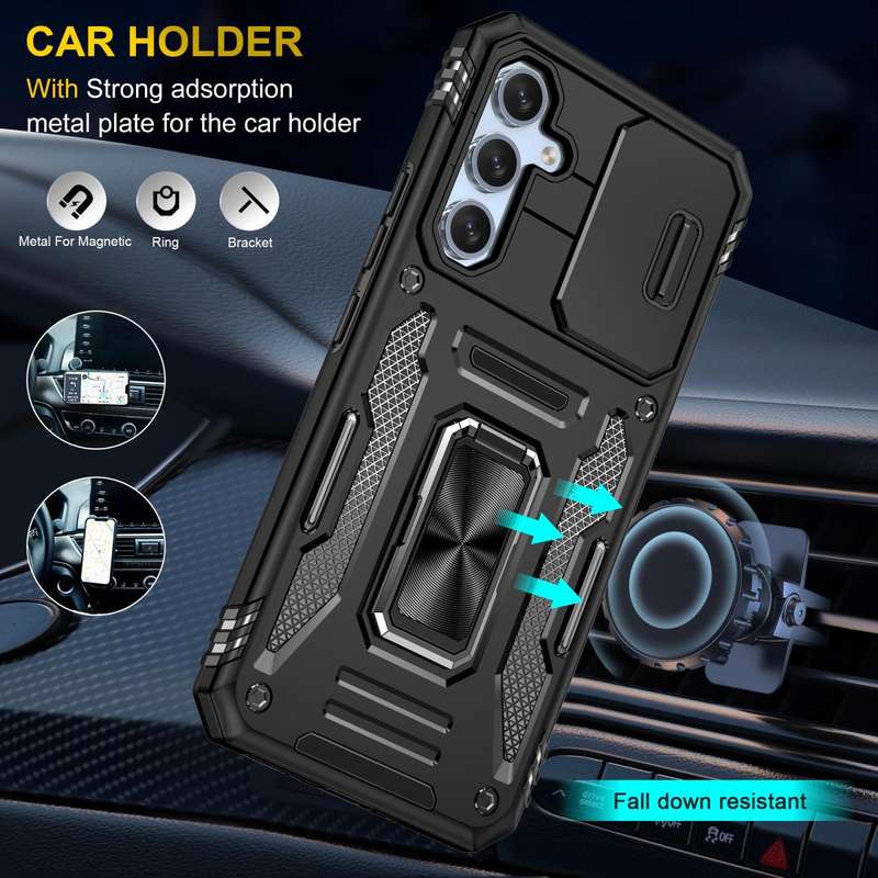 For Samsung Galaxy A54 Armor PC + TPU Camera Shield Phone Case(Black)