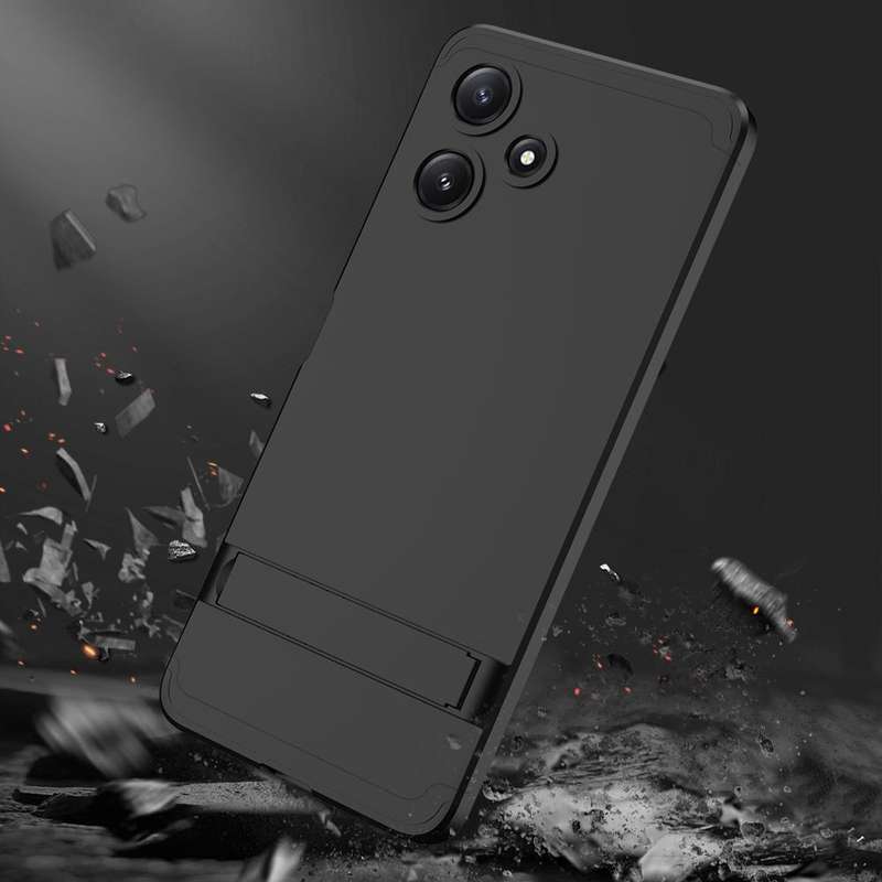 For Xiaomi Redmi 12 5G GKK Three Stage Splicing Full Coverage PC Phone Case with Stand(Black)