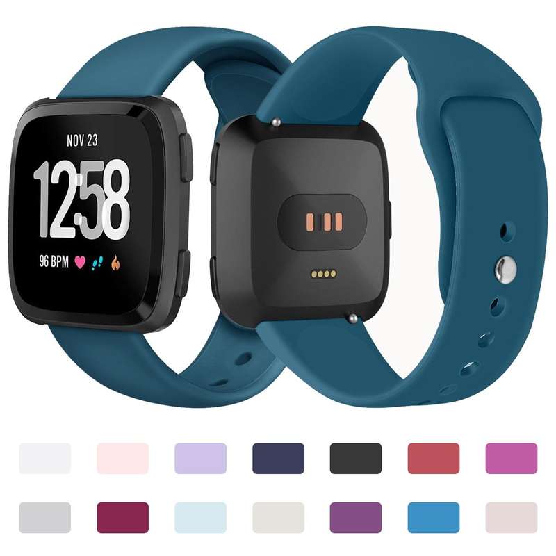 For Fitbit Versa 2 / Fitbit Versa / Fitbit Versa Lite Solid Color Silicone Watch Band, Size:L(Black)