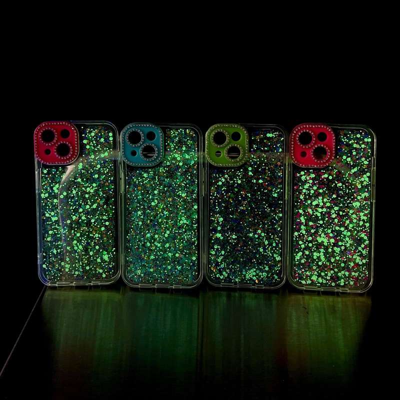 For iPhone 14 Pro Max Luminous Epoxy TPU Glitter Phone Case(White)