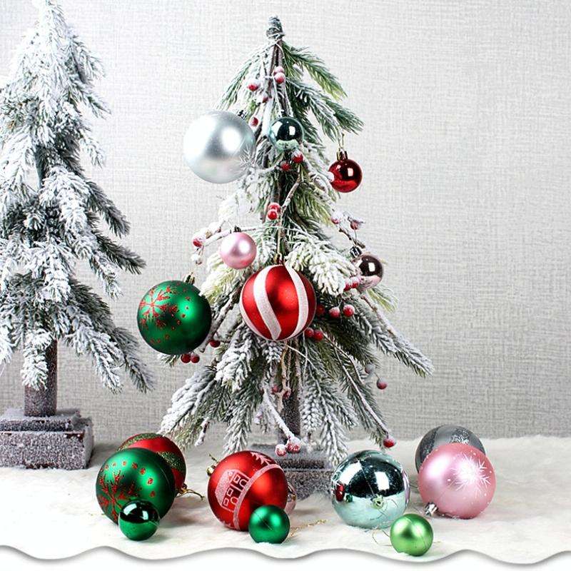 44pcs/set 3-6cm Christmas Ball Painted Pendant Electroplated Ball Ornaments, Color: Black Gold