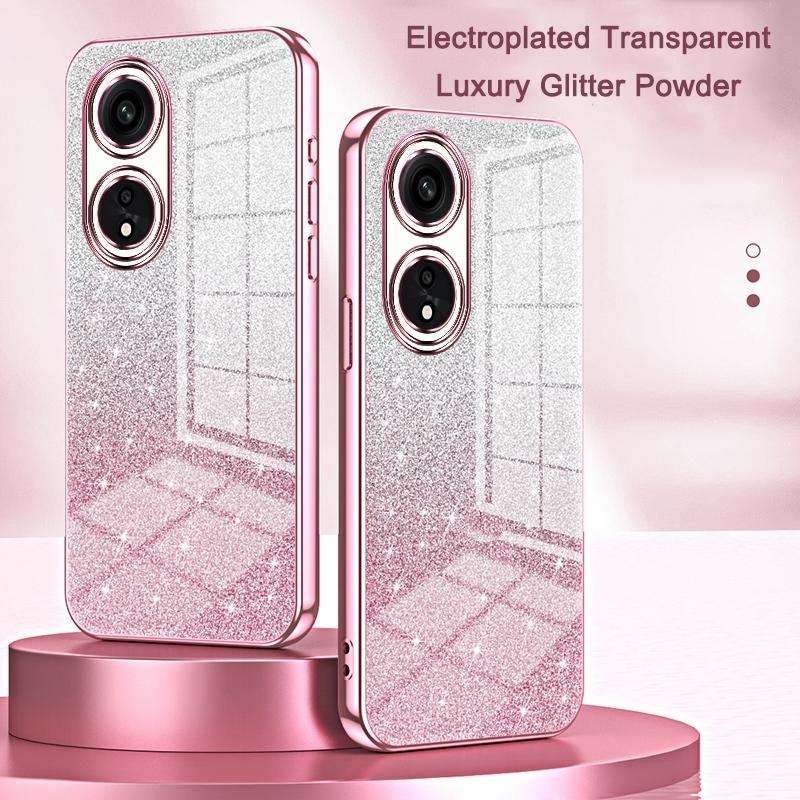 For OPPO Reno10 5G/Reno10 Pro 5G Global Gradient Glitter Powder Electroplated Phone Case(Pink)