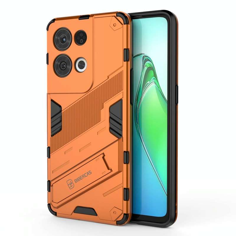 For OPPO Reno8 Pro Punk Armor 2 in 1 PC + TPU Shockproof Phone Case with Invisible Holder(Orange)