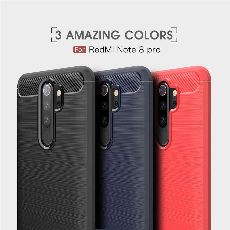 For Xiaomi Redmi Note 8 Pro Brushed Texture Carbon Fiber TPU Case(Red)
