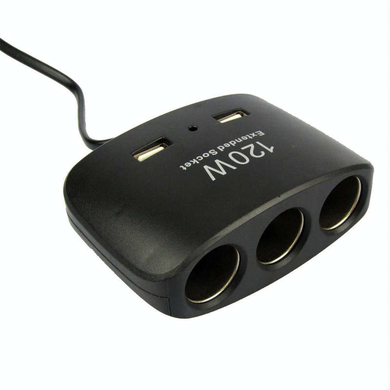 120W Car Cigarette Lighter Adapter, 3-Socket Cigarette Lighter Splitter with Dual USB Car Charger...