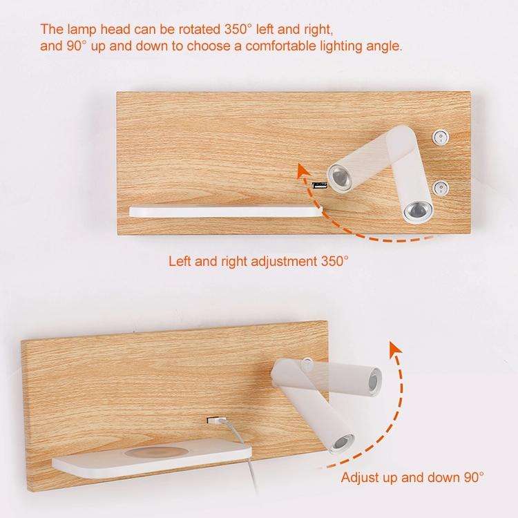 Left Wireless Wall Lamp USB 5V Charger Wall Lights Hotel Headboard Reading Lighting Spot Luminair...