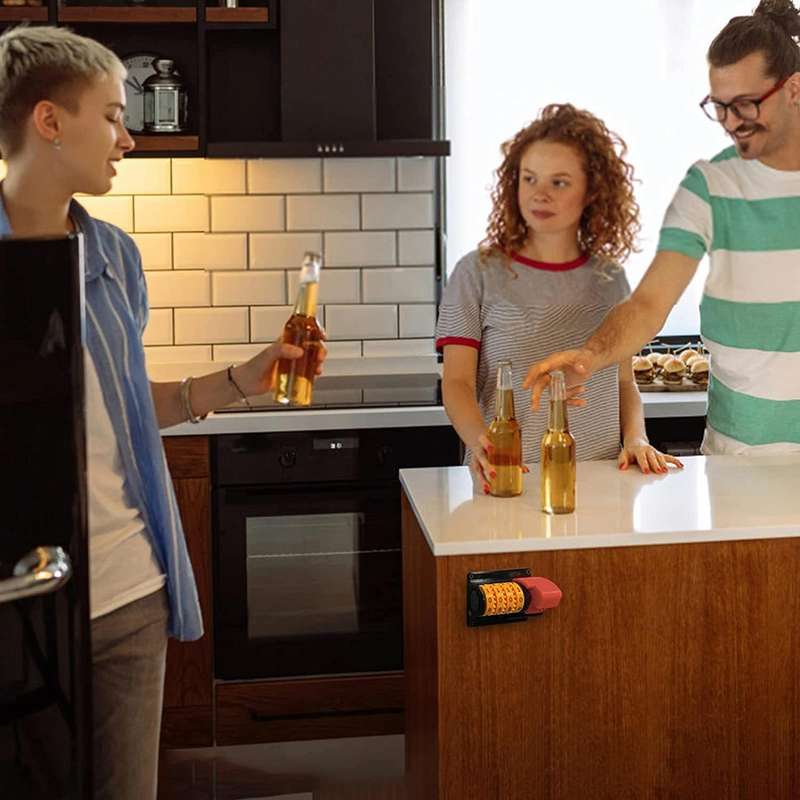 Beer Counter Wall-mounted Can Opener Bottle Opener (Red and Black)