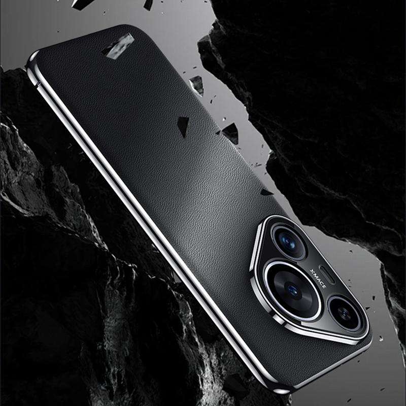 For Huawei Pura 70 Ultra Plain Leather Series Shockproof Phone Case(Silver)
