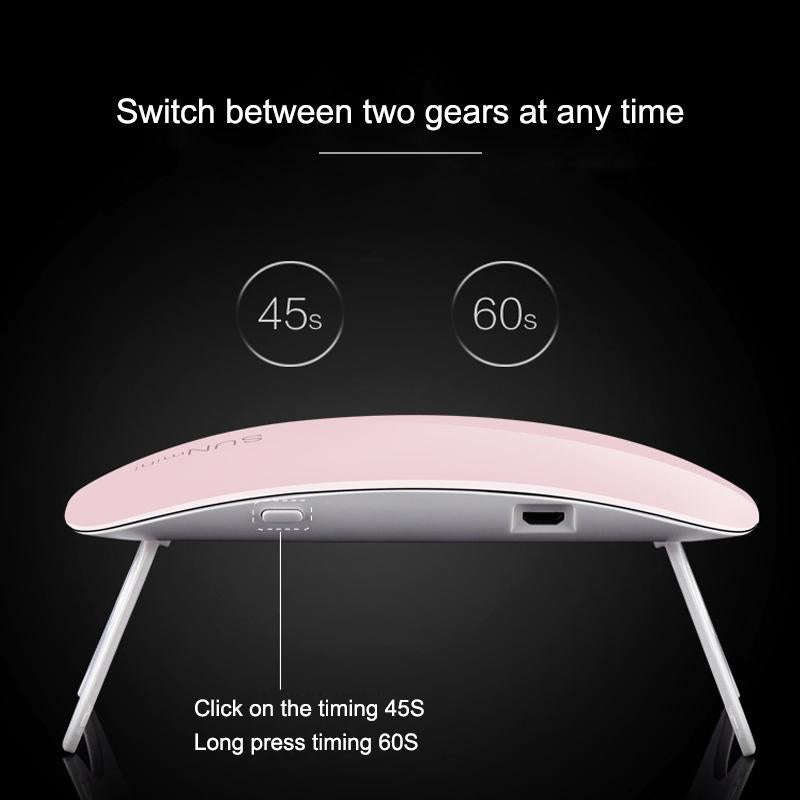 SUN mini 2 6W UV + LED USB Nail Lamp Fingernail Gel Curing Dryer(Pink)