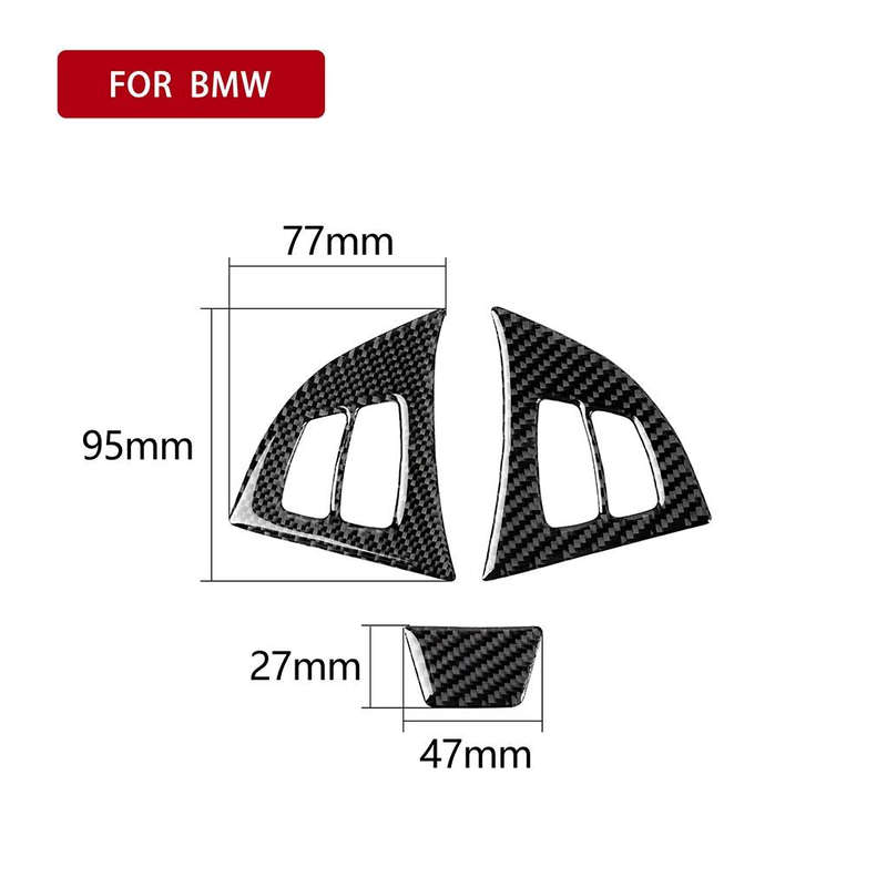 3 in 1 Car Carbon Fiber Solid Color Steering Wheel Button Decorative Sticker for BMW E70 2008-201...