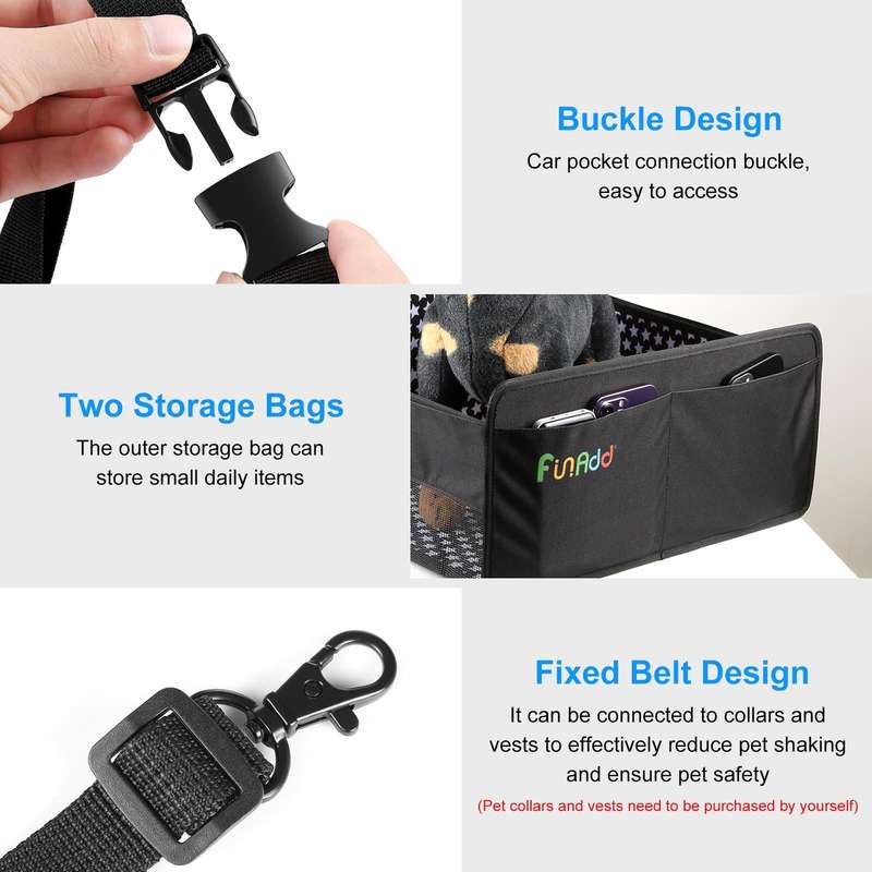 FunAdd Breathable and Foldable Pet Dog Car Basket Anti-dirty Waterproof Pad (Black)