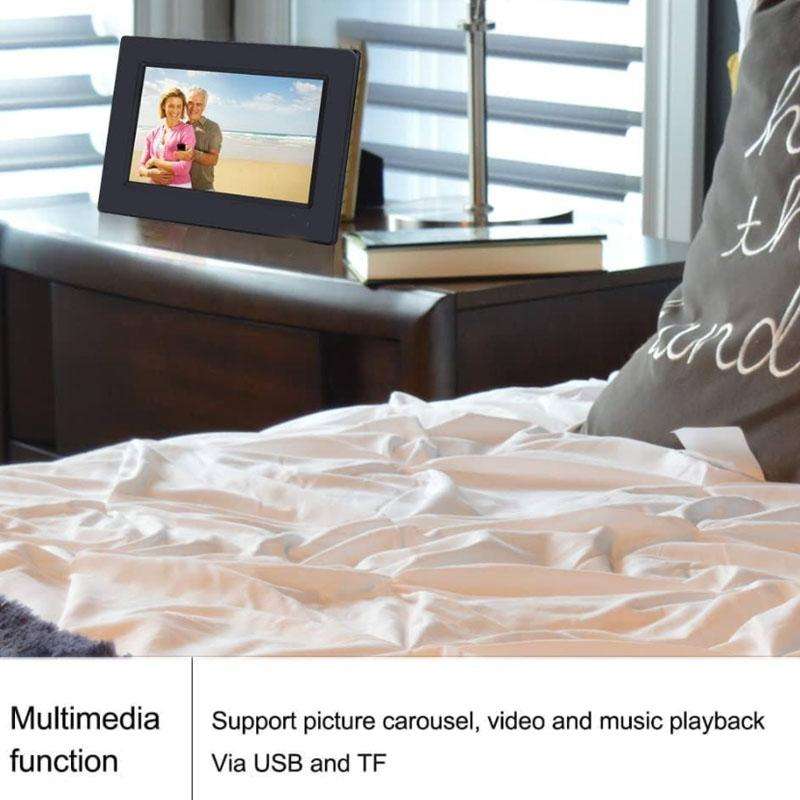 7-inch Digital Frame Calendar Day Clock Light Sensor Support Video and Picture Playback, EU Plug(...