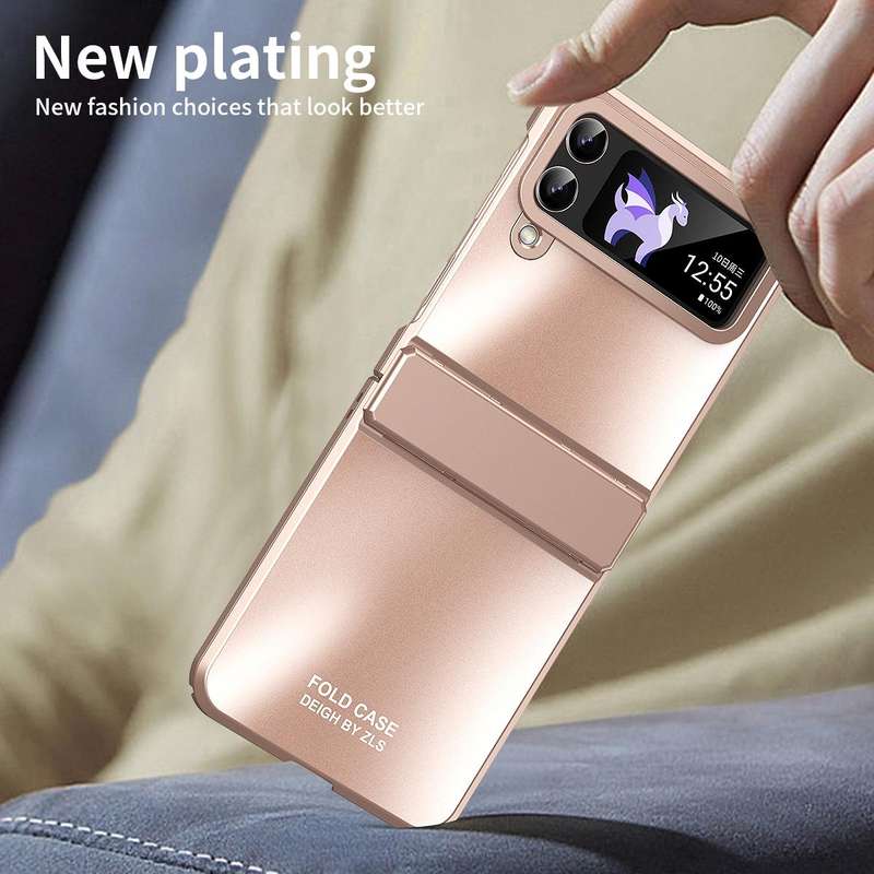 For Samsung Galaxy Z Flip4 5G Electroplating All-inclusive Phone Case with Hinge(Pink)
