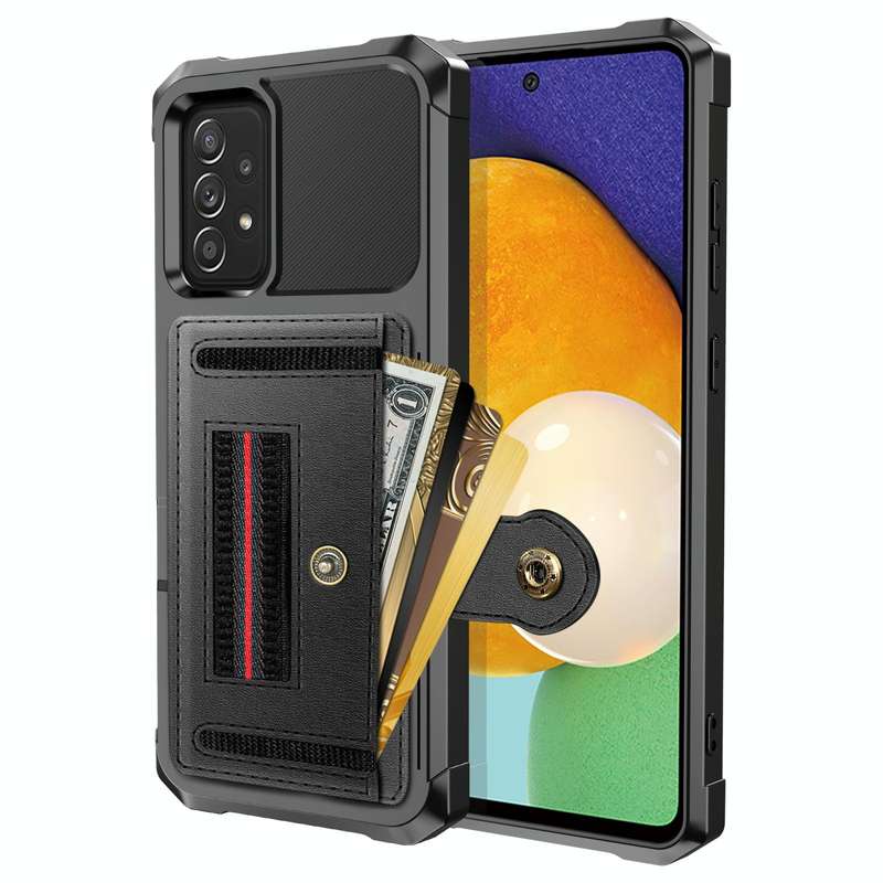 For Samsung Galaxy A73 5G ZM06 Card Bag TPU + Leather Phone Case(Black)