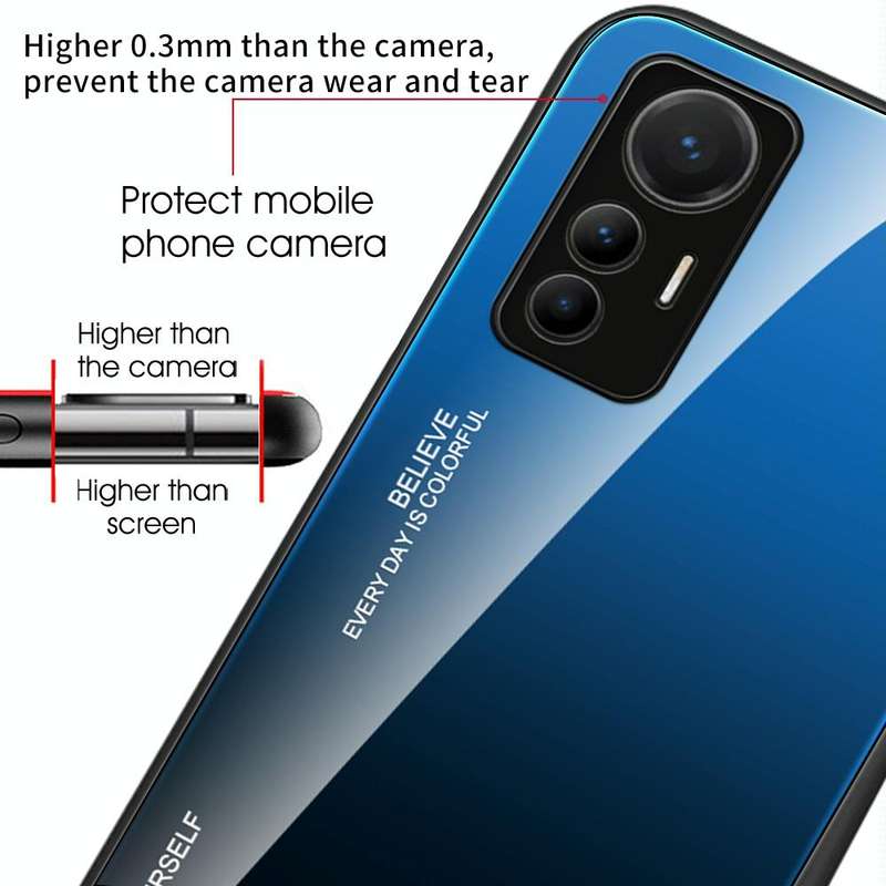 For Xiaomi 12 Lite Gradient Color Glass Case(Green Cyan)