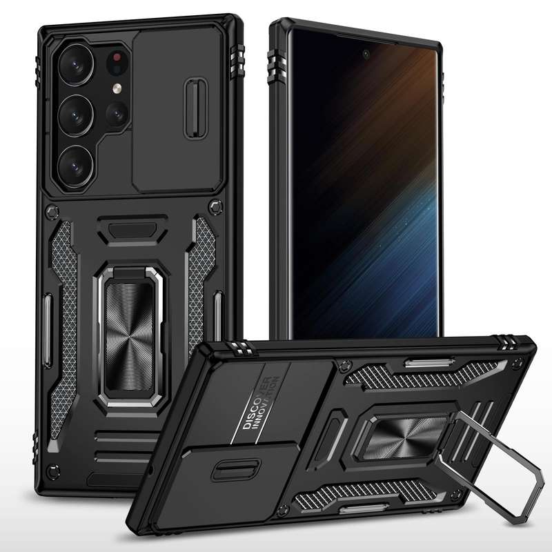 For Samsung Galaxy S24 Ultra 5G Armor PC + TPU Camera Shield Phone Case(Black)