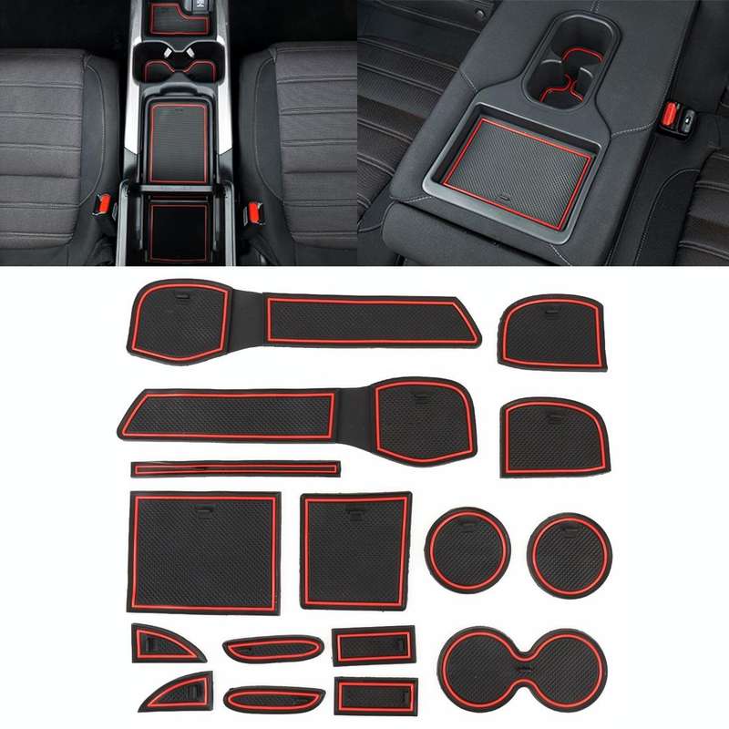 Car Water Cup Gate Slot Mats Plastic Red Anti-Slip Interior Door Pad for Nissan X-trail 2017 Five...