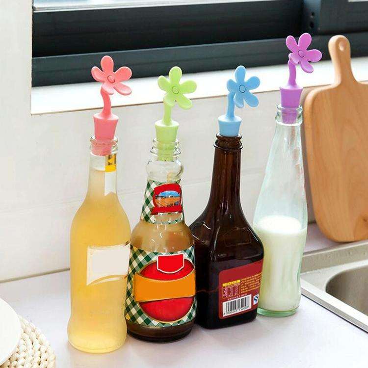 5 PCS Silicone Wine Stopper Flower Beer Stopper(Blue)