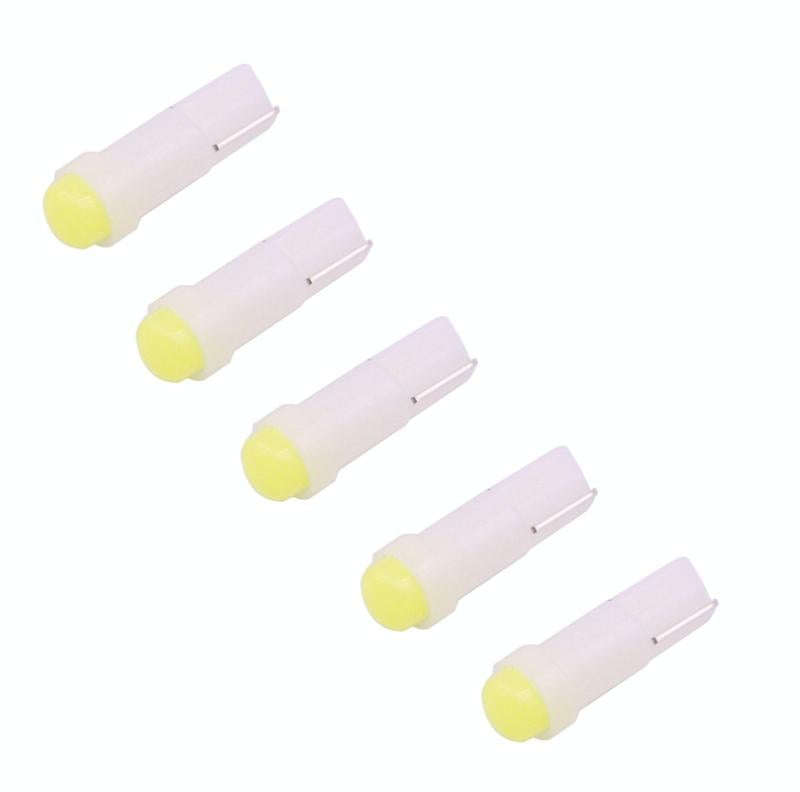 5 PCS T5 0.5W 20LM White Light 1 LED COB LED Instrument Light Bulb Dashboard Light for Vehicles, ...