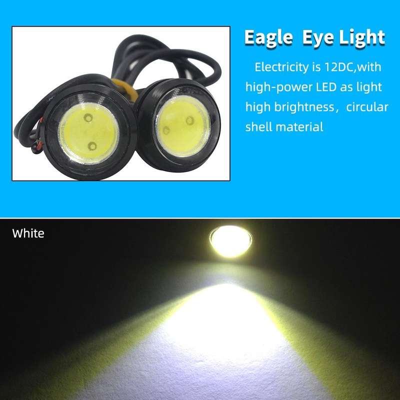 10 PCS 23mm 1.5W DC9-80V Motorcycle Eagle Eye Light Double Lens(White Light)