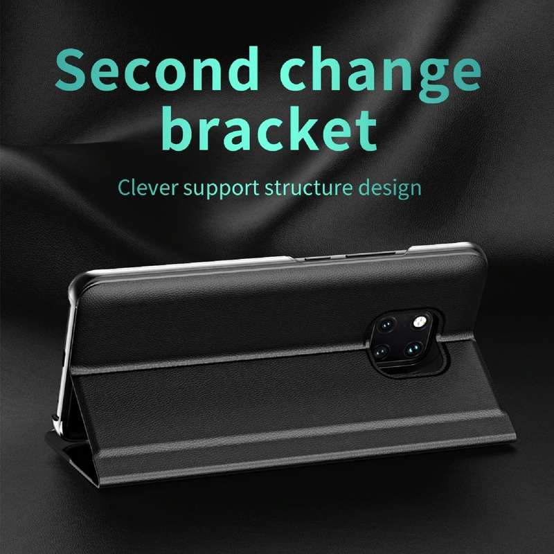 For Huawei Mate 20 Pro Side Electroplated Dormant Ultra-Thin Horizontal Flip Leather Case with Ho...
