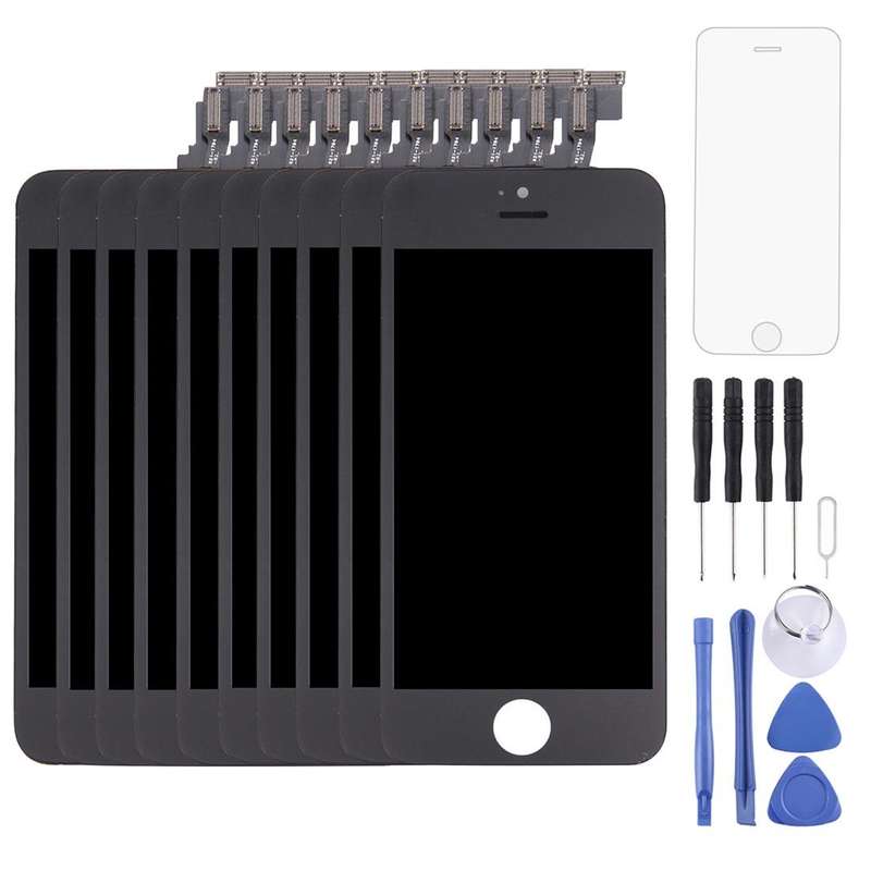 10 PCS TFT LCD Screen for iPhone 5C Digitizer Full Assembly with Frame (Black)