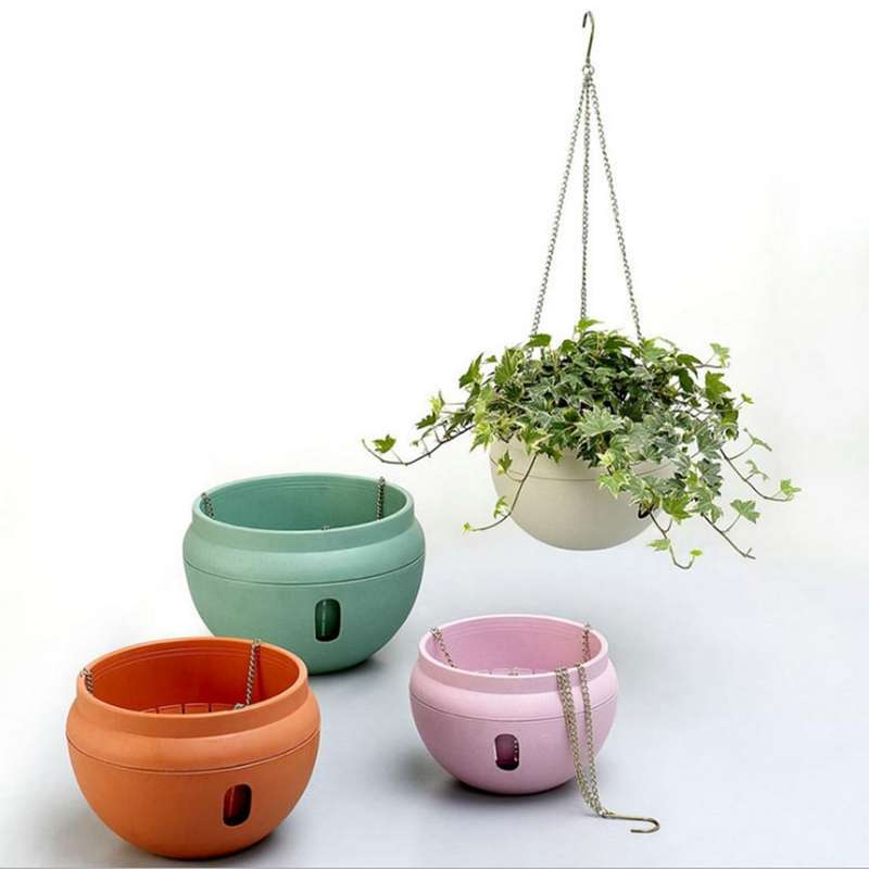 Hanging Plastic Flower Pots Hanging Pots Flower Pot With Hanging Chain,Medium Size:23.2*15.7cm ,R...