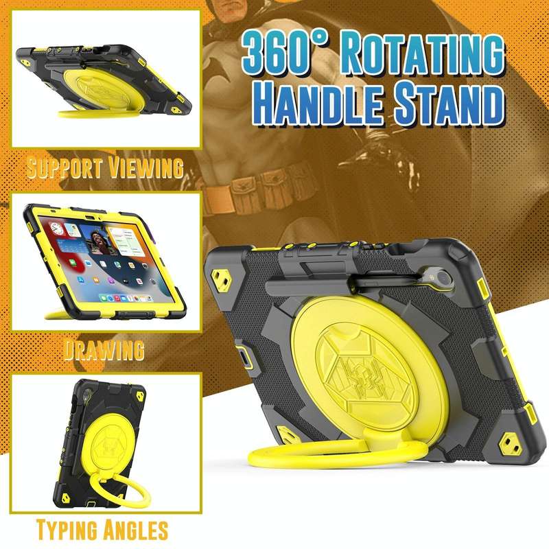 For Samsung Galaxy Tab S9 Spider Rotation Handle Silicone Hybrid PC Tablet Case(Black Yellow)